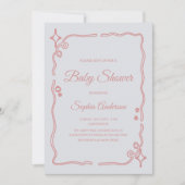 Invitation Baby shower Whimsical rose avec bordure étincelant (Devant)