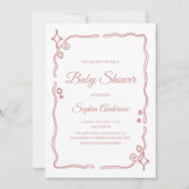 Invitation Baby shower Whimsical rose avec bordure étincelant (Devant)