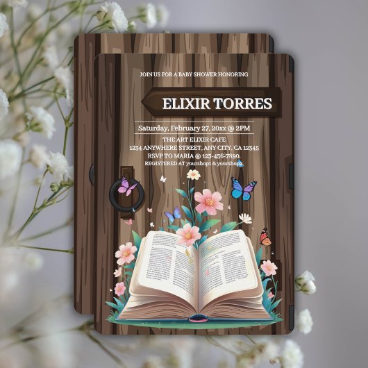 Invitation Baby shower Whimsical Rustic Storybook
