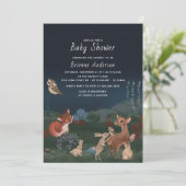 Invitation Baby shower Whimsical Rustic Woodland Animaux (Debout devant)