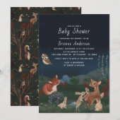 Invitation Baby shower Whimsical Rustic Woodland Animaux (Devant / Derrière)