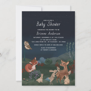 Invitation Baby shower Whimsical Rustic Woodland Animaux