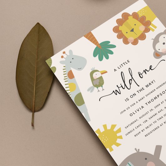 Invitation Baby shower Whimsical Safari 'Wild One'