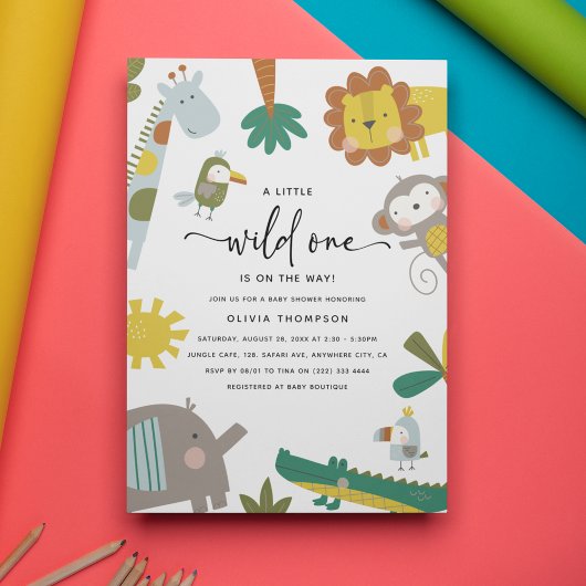 Invitation Baby shower Whimsical Safari 'Wild One'