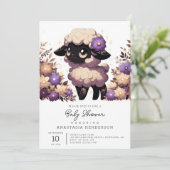 Invitation Baby shower Whimsical Sheep (Debout devant)