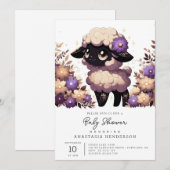Invitation Baby shower Whimsical Sheep (Devant / Derrière)