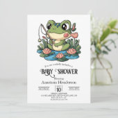 Invitation Baby shower Whimsical Simple Frog (Debout devant)