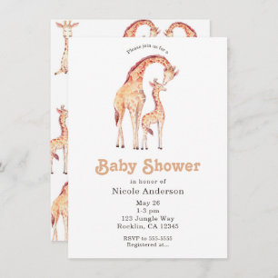 Invitation Baby shower Whimsical Tan Giraffes