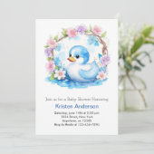 Invitation Baby shower Whimsical Watercolor Duckling Boy (Debout devant)