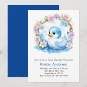 Invitation Baby shower Whimsical Watercolor Duckling Boy (Devant / Derrière)