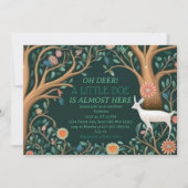 Invitation Baby shower Whimsical White Deer Woodland (Devant)