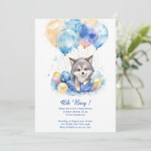 Invitation Baby shower Whimsical Wolf Cubs Aquarelle (Debout devant)