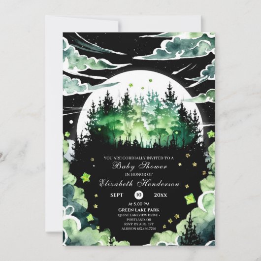Invitation Baby shower Whimsical Woodland (Devant)