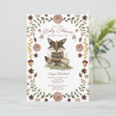 Invitation Baby shower Whimsical Woodland Fox (Debout devant)