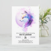 Invitation Baby shower Whimsical Woodland Wolf (Debout devant)