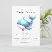 Invitation Baby shower Whimsy Digital Whale (Debout devant)