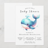Invitation Baby shower Whimsy Digital Whale (Devant / Derrière)