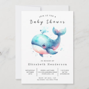 Invitation Baby shower Whimsy Digital Whale
