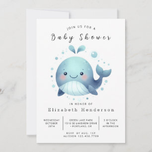 Invitation Baby shower Whimsy Digital Whale