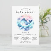 Invitation Baby shower Whimsy Digital Whale (Debout devant)