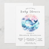 Invitation Baby shower Whimsy Digital Whale (Devant / Derrière)