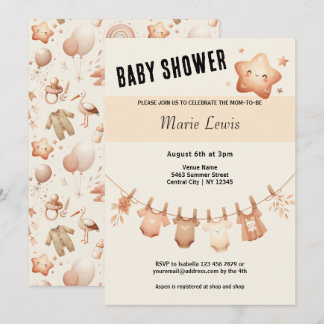 Invitation Baby shower Whimsy mignon - Vêtements Ligne Invita