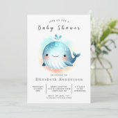 Invitation Baby shower Whimsy Printable Whale (Debout devant)