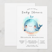 Invitation Baby shower Whimsy Printable Whale (Devant / Derrière)