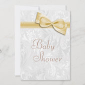 Invitation Baby shower White Damask et Faux Bow (Devant)