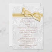 Invitation Baby shower White Damask et Faux Bow (Dos)