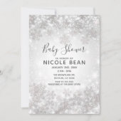 Invitation Baby shower White Sparkt Winter Wonderland (Devant)