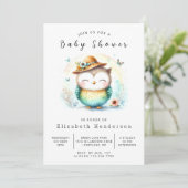 Invitation Baby shower Wild Digital Owl (Debout devant)