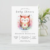 Invitation Baby shower Wild Editable Owl (Debout devant)