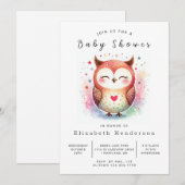 Invitation Baby shower Wild Editable Owl (Devant / Derrière)