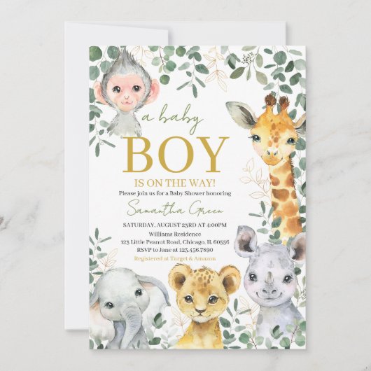Invitation Baby shower Wild One Boy (Devant)