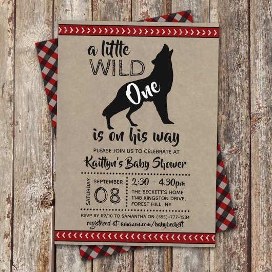 Invitation Baby shower Wild One Boys