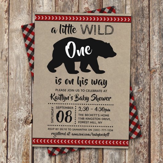 Invitation Baby shower Wild One Boys