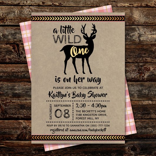 Invitation Baby shower Wild One Girls