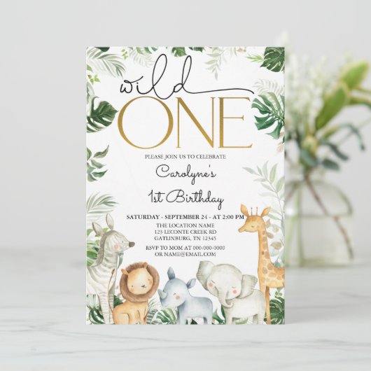 Invitation Baby shower Wild One JUNGLE (Debout devant)
