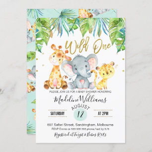 Invitation Baby shower Wild One Jungle Safari