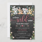 Invitation Baby shower Wild One rose Koala Kangaroo (Devant)