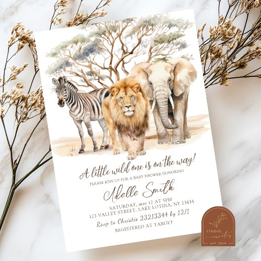 Invitation Baby shower Wild One Safari