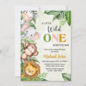 Invitation Baby shower Wild One Safari Animaux (Devant)