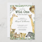 Invitation Baby shower Wild One Safari Animaux (Devant)