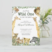 Invitation Baby shower Wild One Safari Animaux (Debout devant)