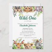 Invitation Baby shower Wild One Safari Animaux (Devant)