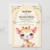 Invitation Baby shower Wild One Safari Giraffe (Devant)