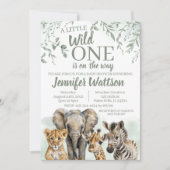 Invitation baby shower Wild One Safari Jungle (Devant)