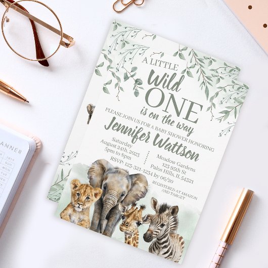 Invitation baby shower Wild One Safari Jungle