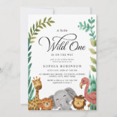 Invitation Baby shower Wild One Safari Jungle Boys (Devant)